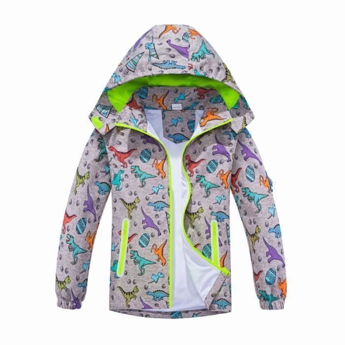 Parka Garçon CRANE Taille M – Imperméable Rouge Et Gris