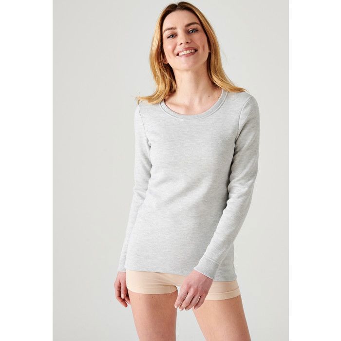 Damart - T-shirt femme Thermolactyl manches longues molleton gratté - Gris chiné Damart - T-shirt femme Thermolactyl manches longues molleton gratté - Gris chiné
