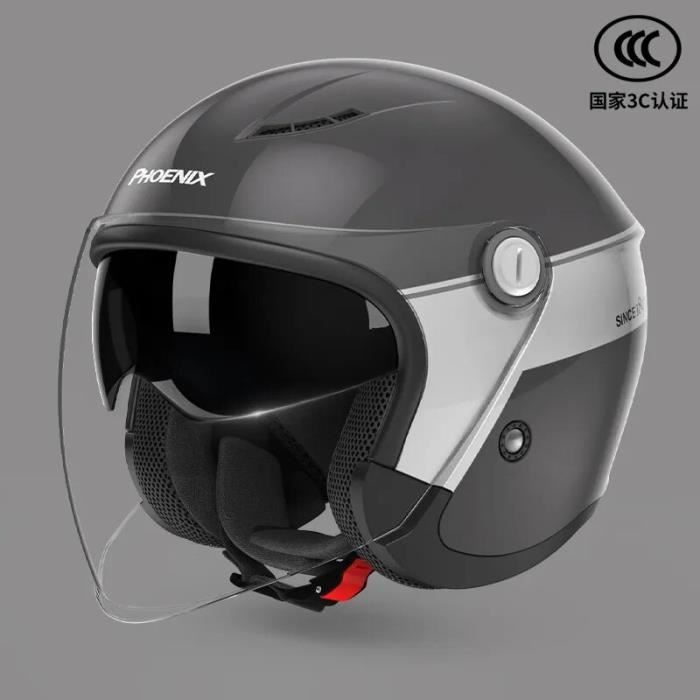 Casque Moto Double Visière - Homme Femme Enfant, Taille Réglable 54-61 Cm, ABS