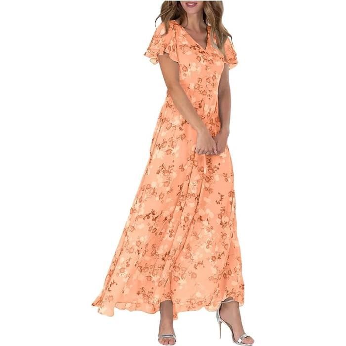 Robe En Mousseline Orange à Paillettes - Taille M - Neuf Avec étiquettes