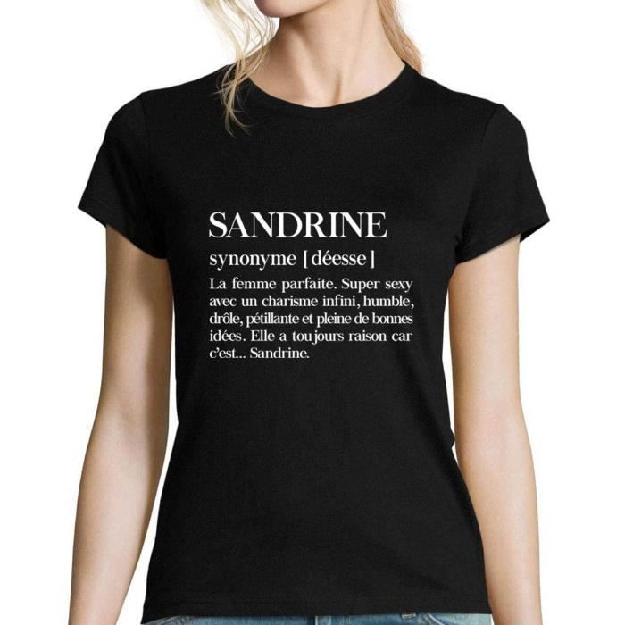 Sandrine T Shirt Femme Col Rond Prenom Definition Humour Noir Cdiscount Pret A Porter