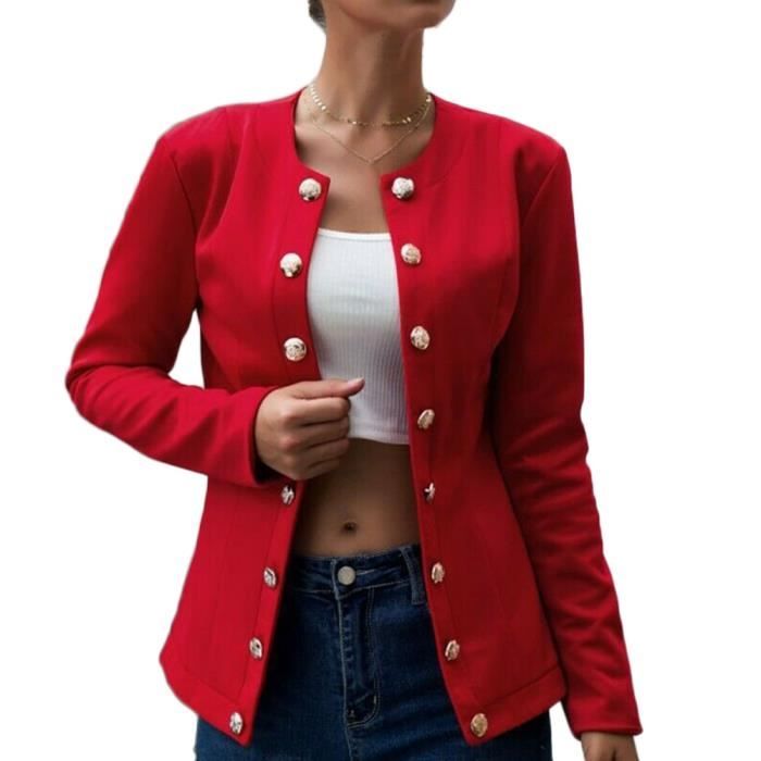 Femme Classique Blazer Basic Slim Veste Double Boutonnage