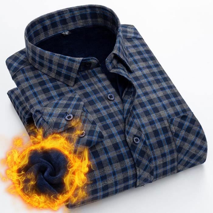 Chemise Hiver Homme Carreaux Chaude Doubl e Polaire Chemise