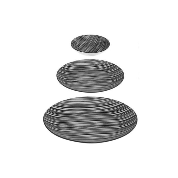 Service de Table 18 Pièces Bohemia Zèbre 27cm Noir