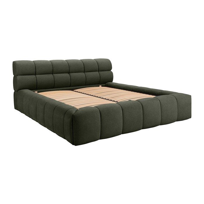Lit coffre 160 x 200 cm - Tissu - Vert - FORVIK