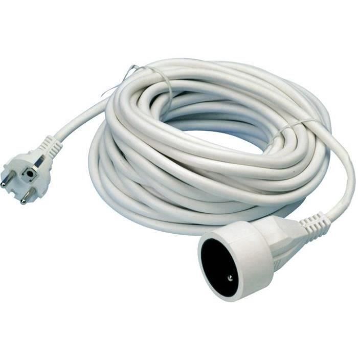 Rallonge italienne 10mt fiche 16A et prise 10/16A, câble 3g1 mm² blanc