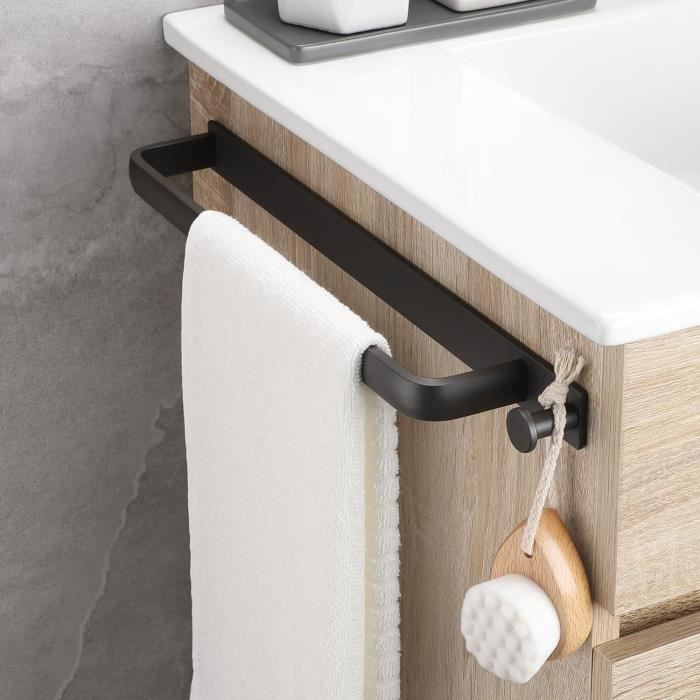 Porte-serviettes Mural Sans Perçage - 70 Cm - Blanc - Adhésif Puissant Pour Salle De Bain Et Cuisine