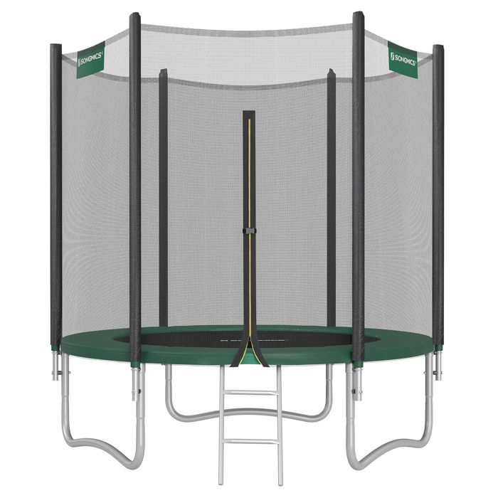 Devoko Trampoline Extérieur 228/305/366/427 cm, Certifié GS, pour Enfants, avec Filet de Sécurité, Couverture de Protection, Échelle, Design Citrouille, Capacité de Charge 150 kg