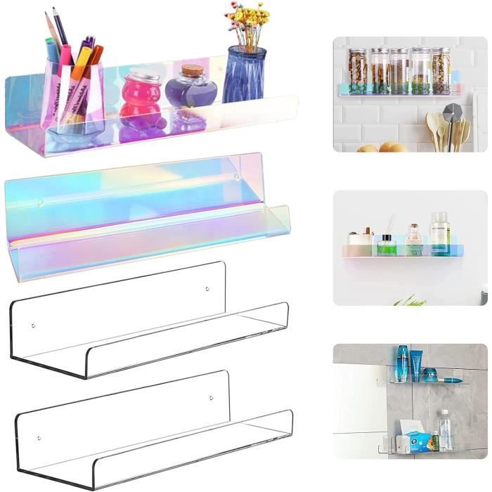 PAVSTINE Étagère Murale, Étagère Murale Sans Perçage Blanche,Étagère à