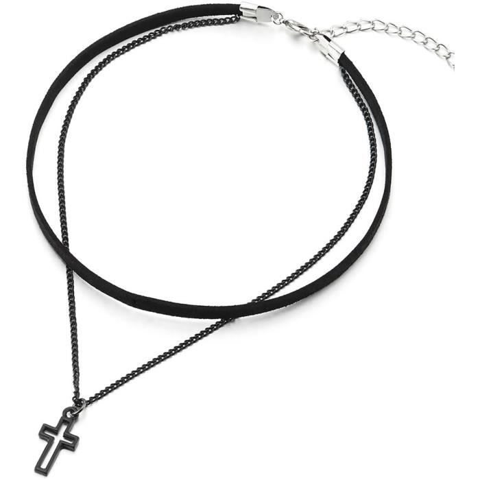 Collier Noir DARKNESS Avec Chaîne - Style Bondage - Neuf Sous Emballage - Origine Espagne - Accessoire Gothique Ou Rock