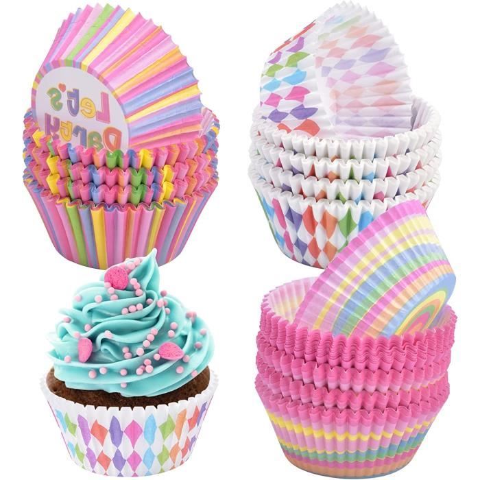 Webake - 50 Caissettes En Papier Pour Muffins Et Cupcakes - Bande Rouge - Idéal Pour Cuisiner En Famille Ou Pour Une Fête