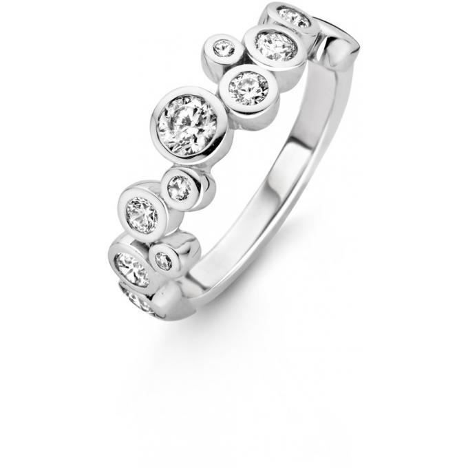 Bague En Argent Massif Avec Trio De Zirconiums - Taille 58 (environ 18,5) - Marque Ti Sento - Occasion