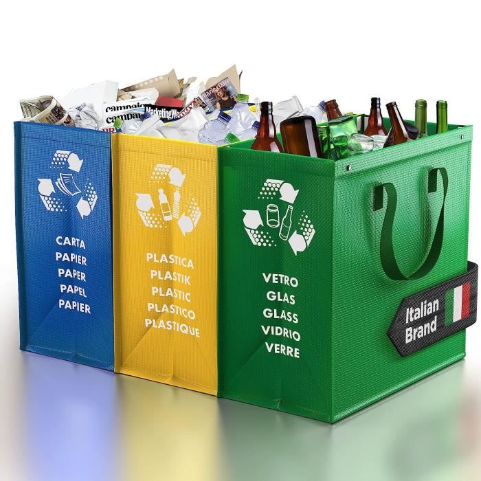 Sac Tri Selectif - Poubelle Tri Selectif 3 Bac Pour Le Verre, Le Papier Et  Le Plastique - Déchets Et Recyclage Poubelle De [u601] - Cdiscount Maison