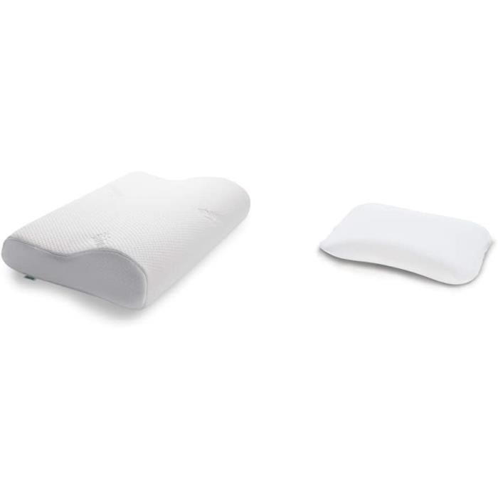Oreiller Ergonomique TEMPUR Mousse à Mémoire De Forme - Confort Latéral Et Dorsal, Blanc M (50x31x10/7cm)