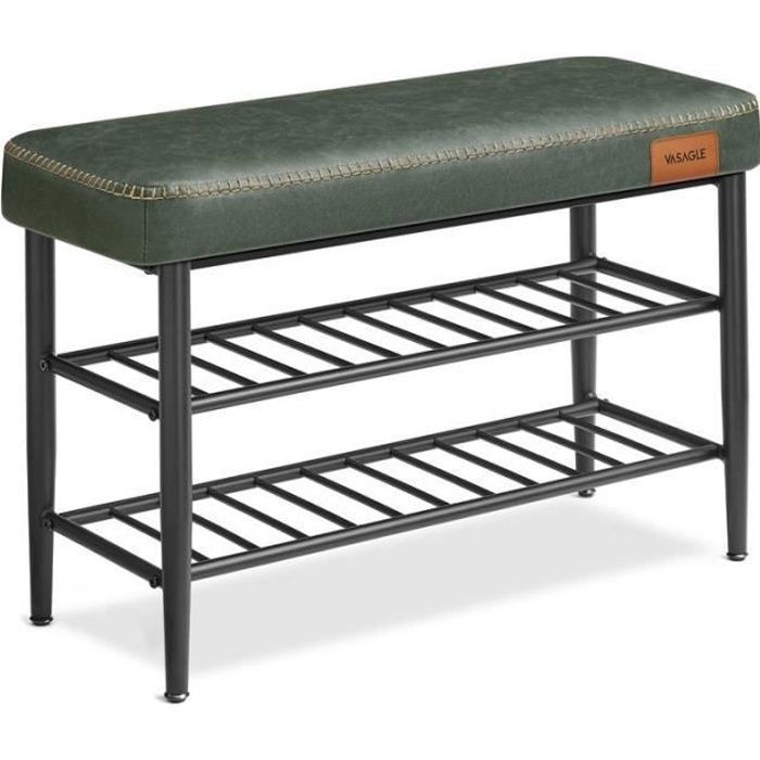 Banc à Chaussures - VASAGLE - Style Moderne Mi-siècle - Charge 135 kg - 8 Paires - Vert Forêt