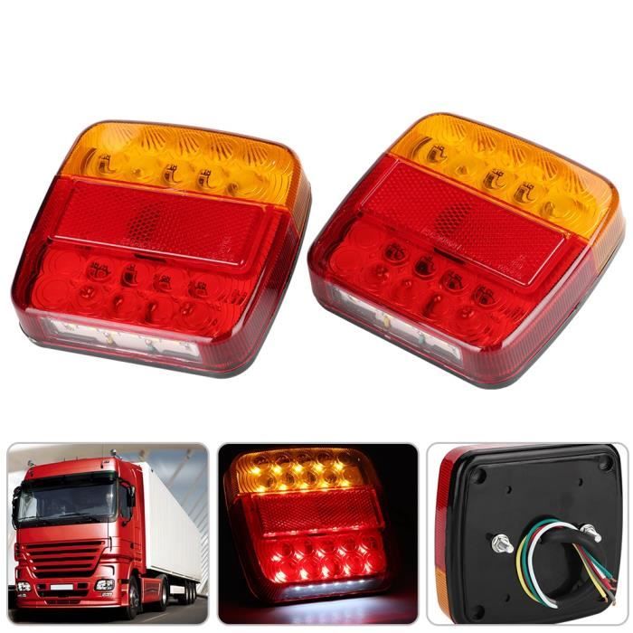 VGEBY Lampe de remorque 2Pcs 12V 20LED Double couleurs feux arrière pour camion remorque (couvercle de lampe jaune rouge)