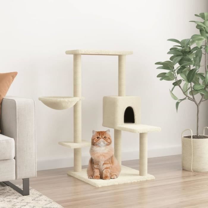vidaXL Arbre à chat avec griffoirs en sisal Crème 95 cm 172073