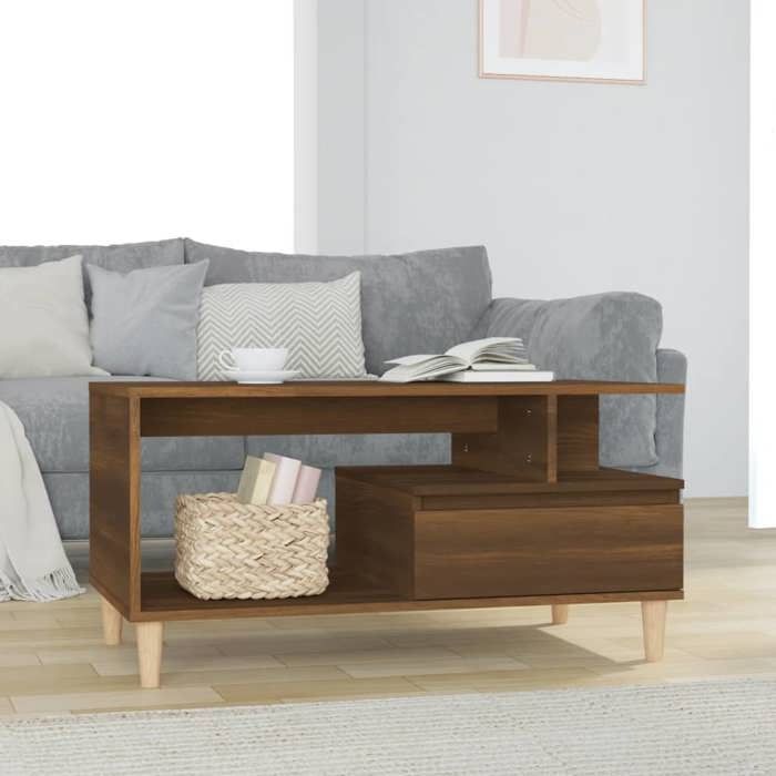vidaXL Table basse Chêne marron 90x49x45 cm Bois dingénierie 819619