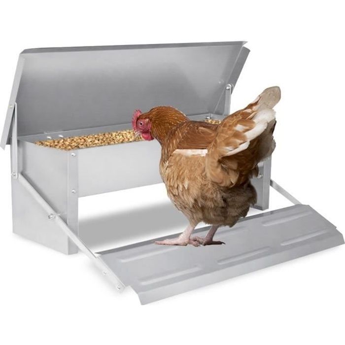 cadeau 1 abreuvoir 5 l couverture anti-pluie Mangeoire pour poules et poulets Grande 15 kg anti-gaspillage 