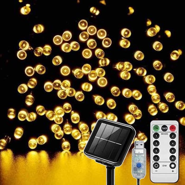 Guirlande Solaire Extérieur Joomer 7,5m - 16 Ampoules LED Vintage - Étanche - 8 Modes - Blanc Chaud
