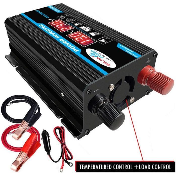 Onduleur – YYV – 4000W – 12V à 220V – Télécommande – Double AC Prises