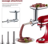 COFUN Accessoire De Hachoir à Viande Pour Accessoires Kitchenaid, Comme Accessoire De Cuisine Avec 4 Disques De Broyage 3 Remplisseurs De Saucisses 1 Presse à Hamburger Pour Kitchen Aid
