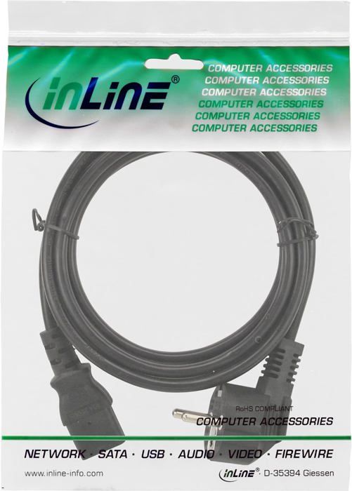Câble D'alimentation Schuko Coudé 5 M Blanc - IEC320 C13, Pour PC, écran, Imprimante, Multiprise