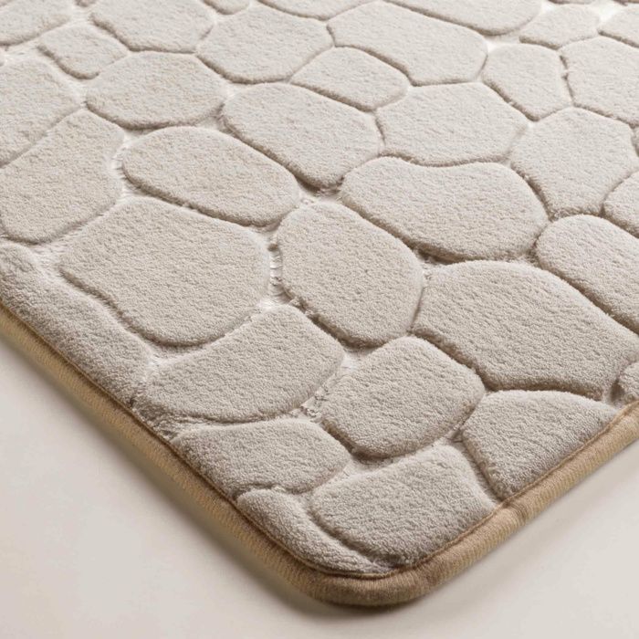 Lot De 2 Tapis De Bain En éponge 50 X 70 Cm - Absorbant 650 G/m², Couleur Taupe - Lavable En Machine
