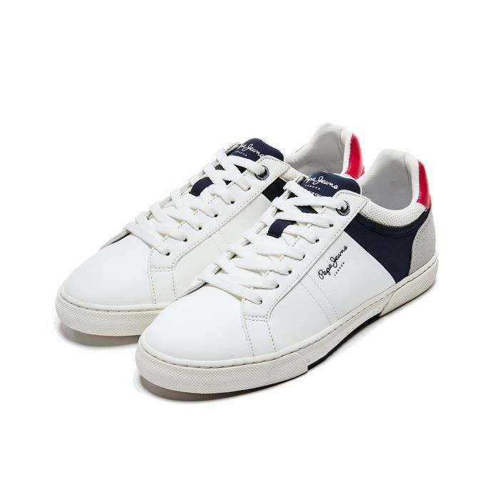 Chaussures Pepe Jeans Blanc Cuir Lacets Blanc Cdiscount