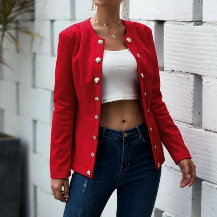 Femme Classique Blazer Basic Slim Veste Double Boutonnage