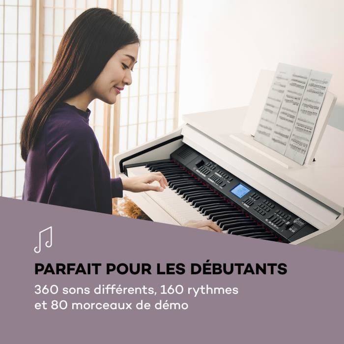 Schubert 255 Piano électrique USB clavier 61 touches lumineuses écran LCD