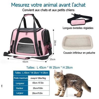 Sac De Transport Navaris Pour Chat, Chiot, Pliable Et Respirant, Jusqu'à 25 Kg