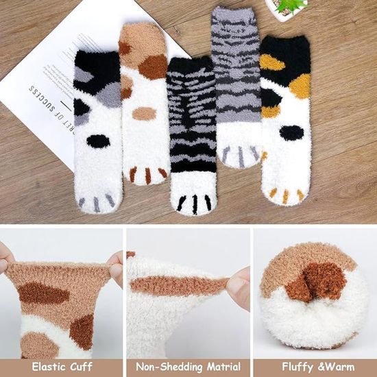 Lot De 5 Paires De Chaussettes D'hiver Pour Femmes - Motifs Colorés, En Coton Thermique - Taille Unique 36-39 - Cadeau De Noël Idéal