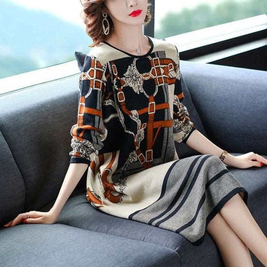 Robe pull jacquard femme deals