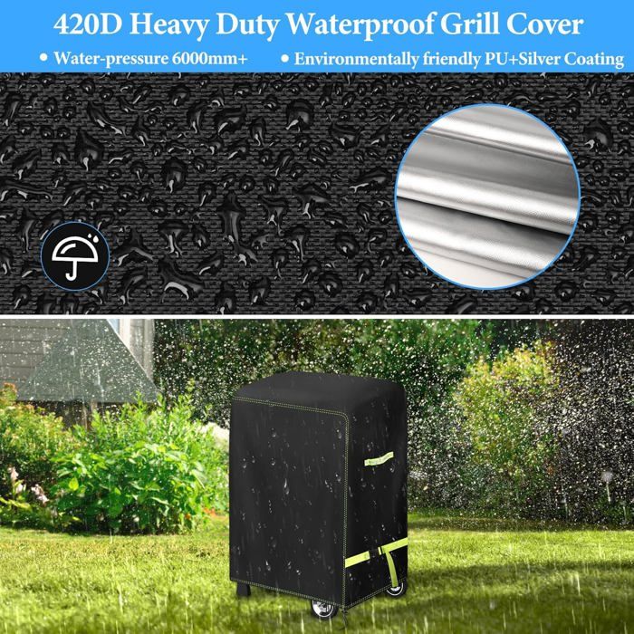 Housse De Protection Pour Barbecue 145x60x120 Cm - Tissu Oxford 420D Étanche Et Anti-Vent | Bâche Universelle Weber, Brinkmann, Etc.