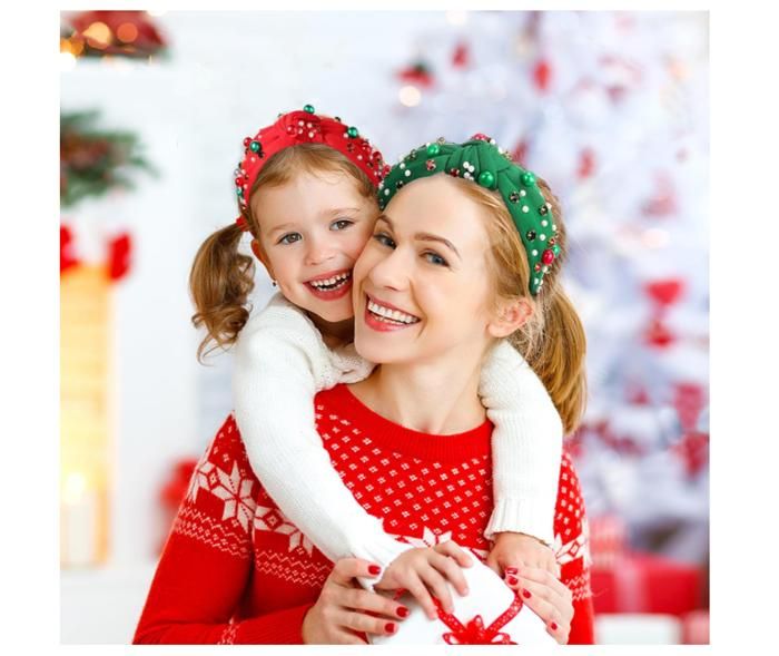 HIFOT 2 Pièces Bandeau Noel Avec Strass Et Perles Noeud