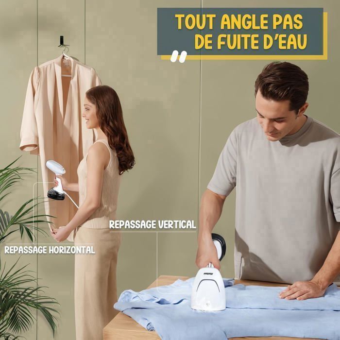 Défroisseur Vapeur Portable 1200 W – 2 En 1 (à Plat/suspendu), Tête Rotative 90°, Réservoir 100 Ml, Léger Pour Voyage