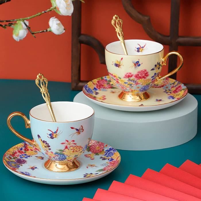 Ensemble Tasse à Café et Sucoupe avec Cuillère, Motif Papillon Fleur en  Porcelaine, Tasse à Thé en Fine Bone China, Cadeaux d'[1266] - Cdiscount  Maison