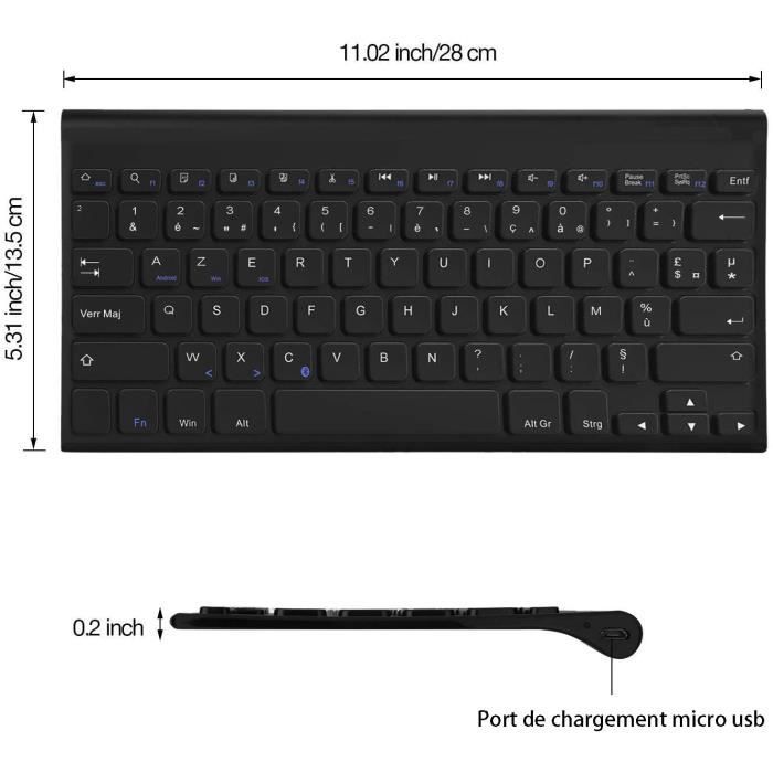 Clavier Tri-Pliable Jelly Comb Clavier Bluetooth et Filaire 2 en 1 avec  Pavé Tactile AZERTY Rechargeable Portable pour Ordinateur - Cdiscount  Informatique