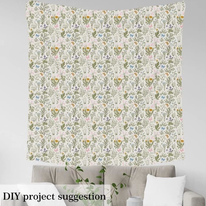 Tissu Coton 100% Imprimé Floral Vintage - 140cm De Large, Vente Au Mètre Pour Décoration