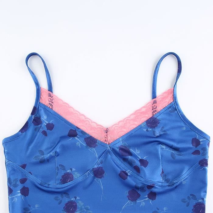 IEFIEL Femme D bardeur Sexy Bretelles Camisole Crop Tops Tank Sans Manches Cami Basiques Haut de Plage Tenue de Clubbing S L