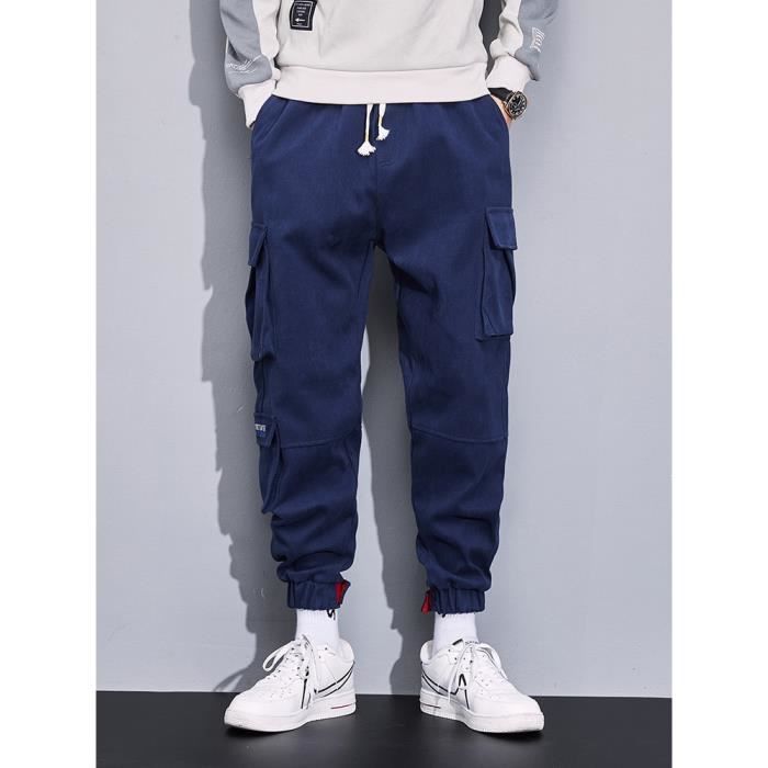 Pantalon Cargo Black Multi-poches Longueur Cheville Baggy