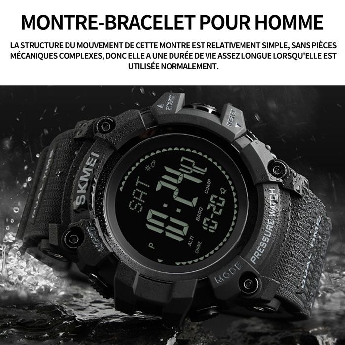 Montre Numérique Multifonction Homme SKMEI - Verre Hardlex 5 ATM - État Comme Neuf