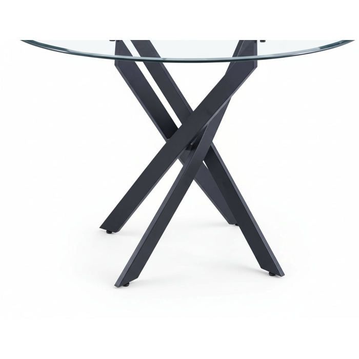 Table à manger ronde JESSICA TRANSPARENT pieds Métal noir 100 cm 4 ...