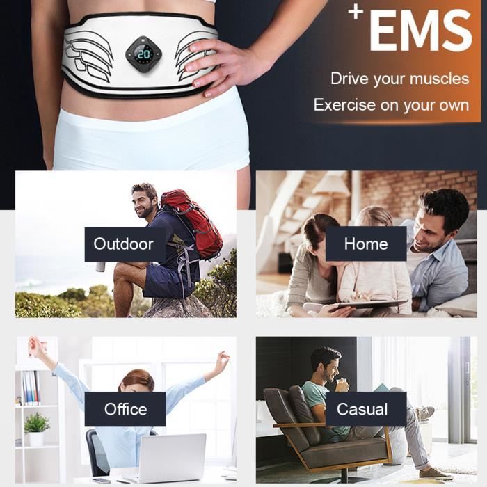 SMASOLO Ceinture Vibrante Abdominale électrique – Massage Portable En ABS, Rechargeable, Pour La Maison, Le Bureau Ou Les Voyages, Relaxation Et Bien-être