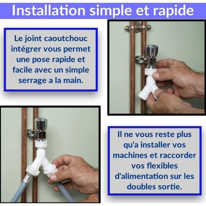 Collecteur en laiton, 3/4 « Robinet Y Splitter Brass Manifold Bidirectionnel  Machine à laver Connecteur de tuyau
