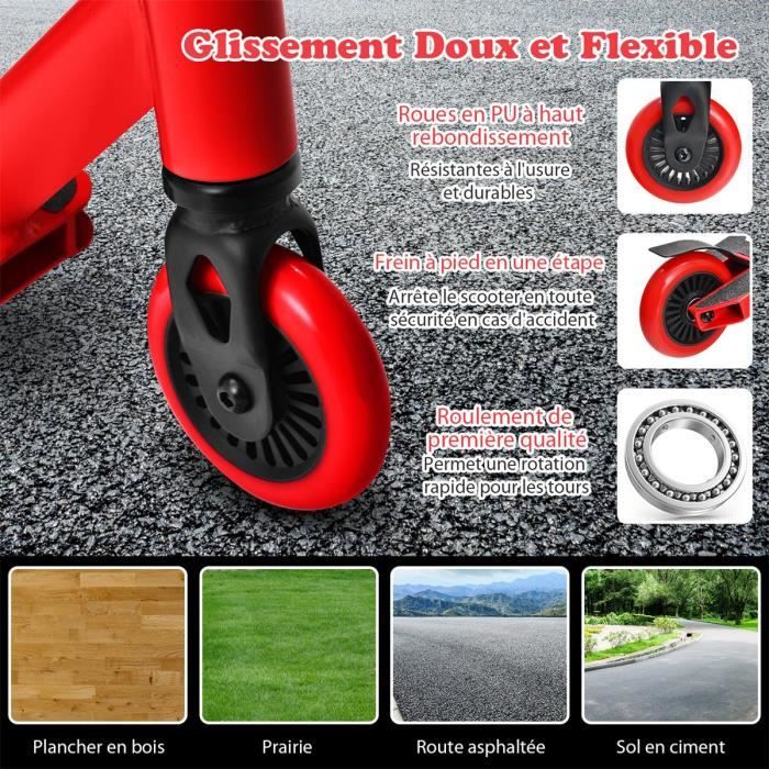 Trottinette Drift 3 Roues – 16 Pouces – 100 Kg – Roue Arrière Lumineuse – Fer