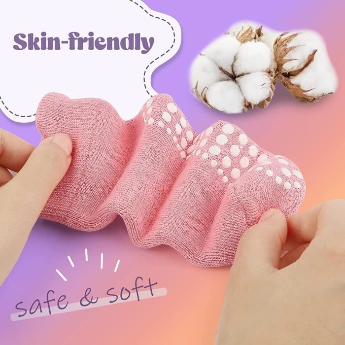 Chaussette Antiderapante Bebe Enfant Chaussettes Lot de 6 Garcon Fille  Antidérapantes Bébé Coton Socquettes Courtes Hiver