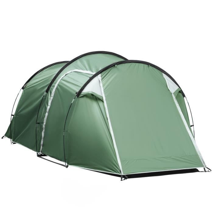 Outsunny Tente de camping 2 personnes camouflage avec portes zippées, poche  de rangement sac de transport inclus - fibre verre polyester tissu Oxford  dim. 206L x 152l x 110H cm