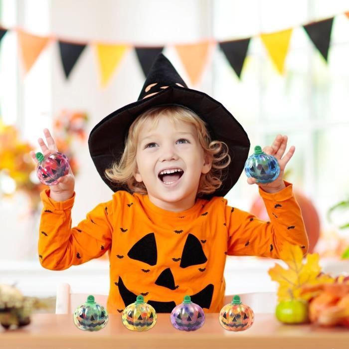 TOPJOWGA Halloween Anti-Stress Bälle 6er Set - Leuchtende Kürbis Spielzeuge